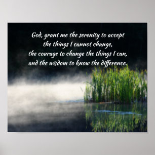 Affiche Serenity Prayer Cattails Dans Mist Inspiration