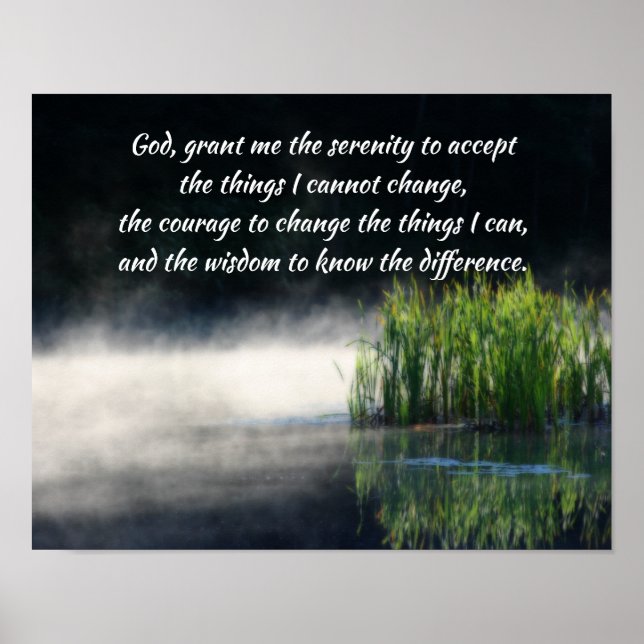 Affiche Serenity Prayer Cattails Dans Mist Inspiration (Devant)