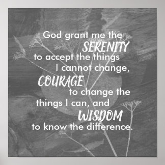 Affiche Serenity prayer gray and white natlure art 