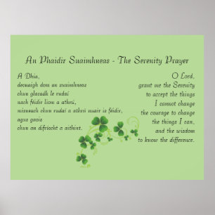 Affiche Serenity Prayer Irish English