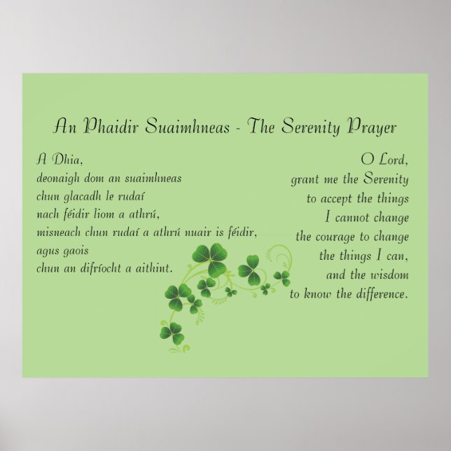 Affiche Serenity Prayer Irish English (Devant)