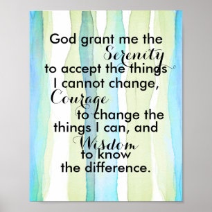 Affiche Serenity prayer quote turquoise and green stripes