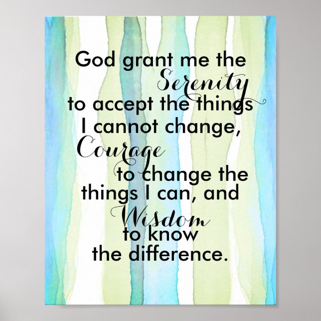 Affiche Serenity prayer quote turquoise and green stripes (Devant)