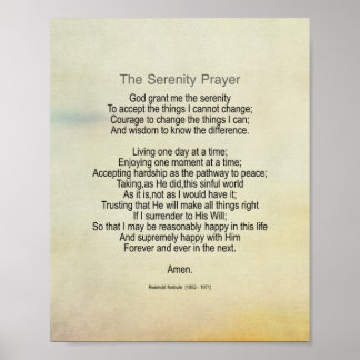 Affiche Serenity Prayer Quote Vintage Style 