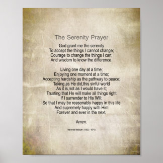 Affiche Serenity Prayer Quote Vintage Style Sepia 