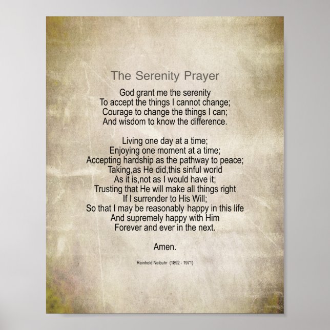 Affiche Serenity Prayer Quote Vintage Style Sepia  (Devant)