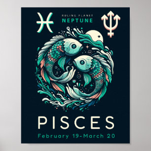 Affiche Série de signes Zodiac - Poissons