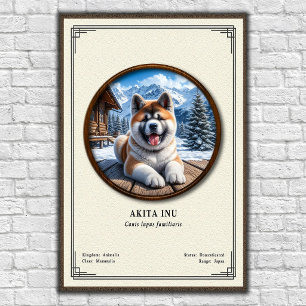 Affiche Série de zoologie Akita Inu