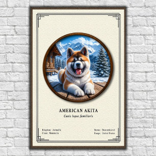 Affiche Série de zoologie de l'Akita américain