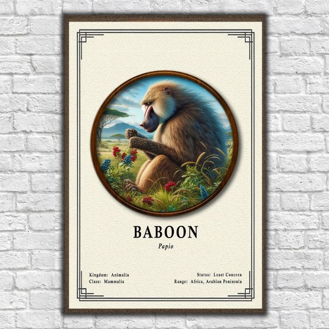 Affiche Série de zoologie des babouins (Créateur téléchargé)