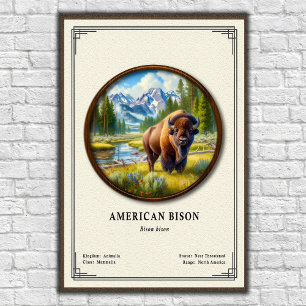 Affiche Série de zoologie du bison d'Amérique