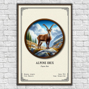 Affiche Série de zoologie du bouquetin des Alpes