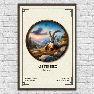 Affiche Série de zoologie du bouquetin des Alpes