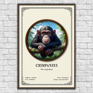 Affiche Série de zoologie du chimpanzé