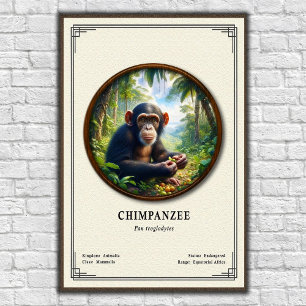 Affiche Série de zoologie du chimpanzé