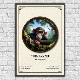 Affiche Série de zoologie du chimpanzé