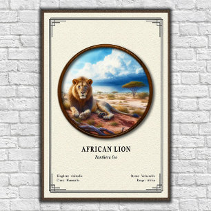 Affiche Série de zoologie du lion africain