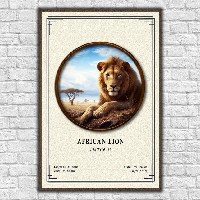 Affiche Série de zoologie du lion africain (Créateur téléchargé)