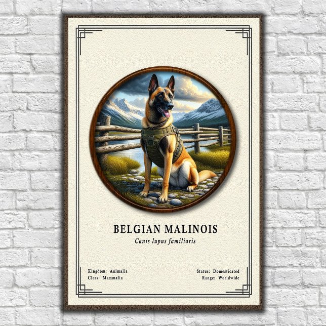 Affiche Série de zoologie du Malinois belge (Créateur téléchargé)