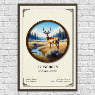 Affiche Série de zoologie Pronghorn (Antilope d'Amérique)
