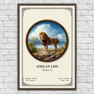 Affiche Série de zoologie sur le lion africain