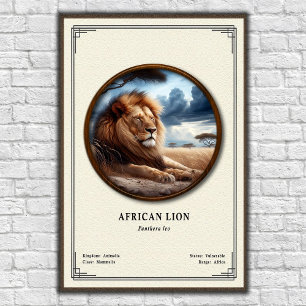 Affiche Série de zoologie sur le lion africain