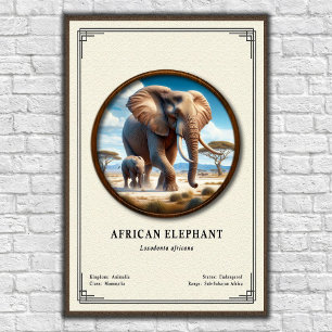 Affiche Série de zoologie sur l'éléphant d'Afrique