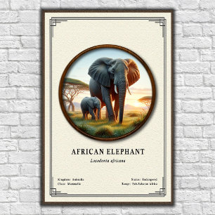 Affiche Série de zoologie sur les éléphants d'Afrique