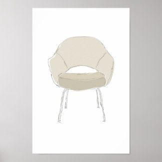 Affiche Série S de Saarinen chaise gribouillage vectoriel