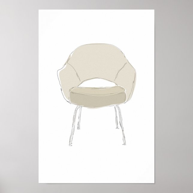 Affiche Série S de Saarinen chaise gribouillage vectoriel (Devant)