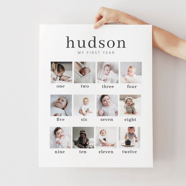 Affiche Serif 1ère année 12 Photo Collage avec Months Post (Créateur téléchargé)