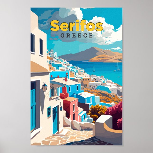 Affiche Serifos Grèce Art Voyage Illustration Vintage (Devant)
