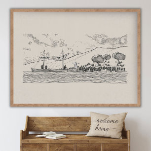 Affiche Sermon depuis une barque, Luc 5:1-11, Enseignement