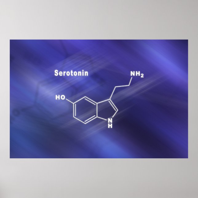 Affiche sérotonine hormones Structural chemical formula (Devant)