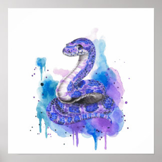 Affiche Serpent aquarelle coloré