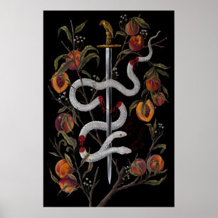 Affiche Serpent avec Épée et Pêches Dark Academia - Impres