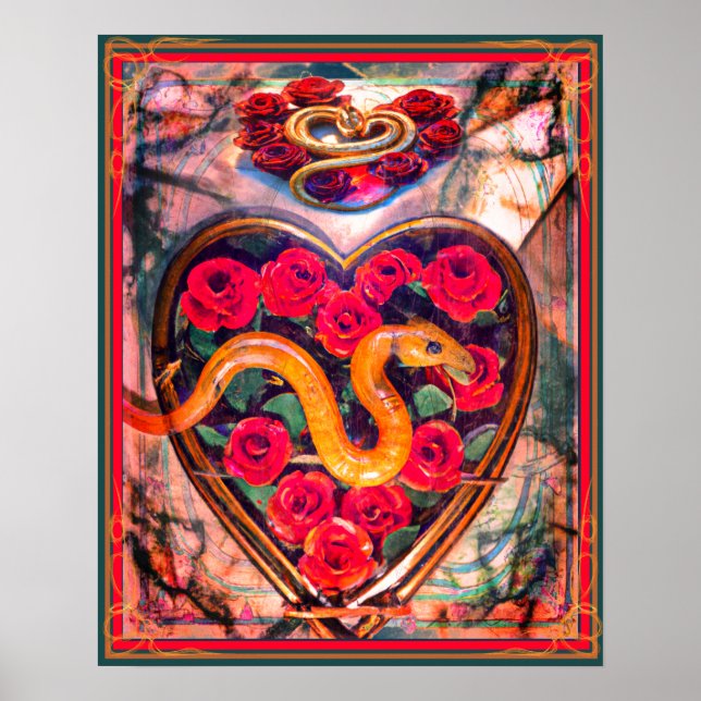 Affiche Serpent, coeur et Roses mort Valentine (Devant)