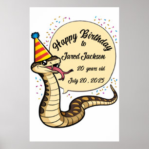 Affiche Serpent de bétail portant une caricature casquette