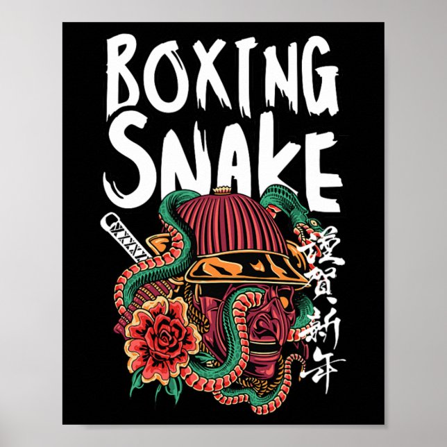 Affiche Serpent de boxe Japonais Samurai Guerrier Cobra Co (Devant)
