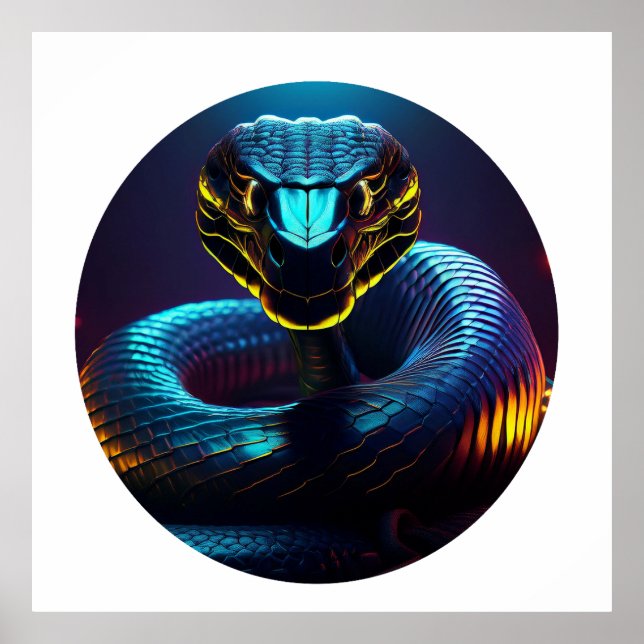 Affiche Serpent De Cobra Noir Dans Votre Visage (Devant)