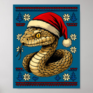 Affiche Serpent de Noël sale chapeau de Santa
