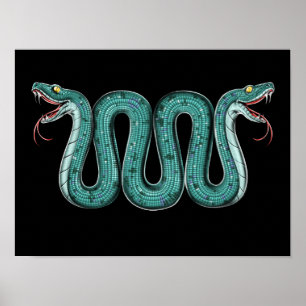 Affiche Serpent double tête Aztec
