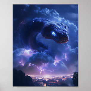 Affiche Serpent éclair au-dessus de la ville