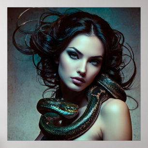 Affiche Serpent femme art