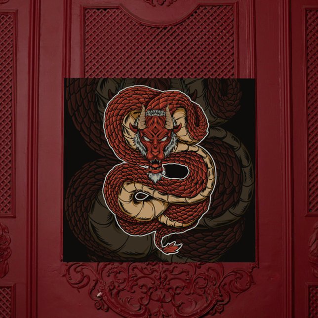 Affiche Serpent infernal Dragon rouge (Créateur téléchargé)