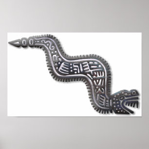 Affiche Serpent Maya - Noir et Argent