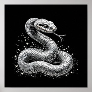 Affiche Serpent Métallique Élégant Fantastique Esthétique