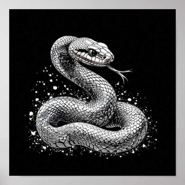Affiche Serpent Métallique Élégant Fantastique Esthétique  (Devant)