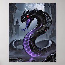 Serpent Noir Gothique Néon Violet Brillant Fantast