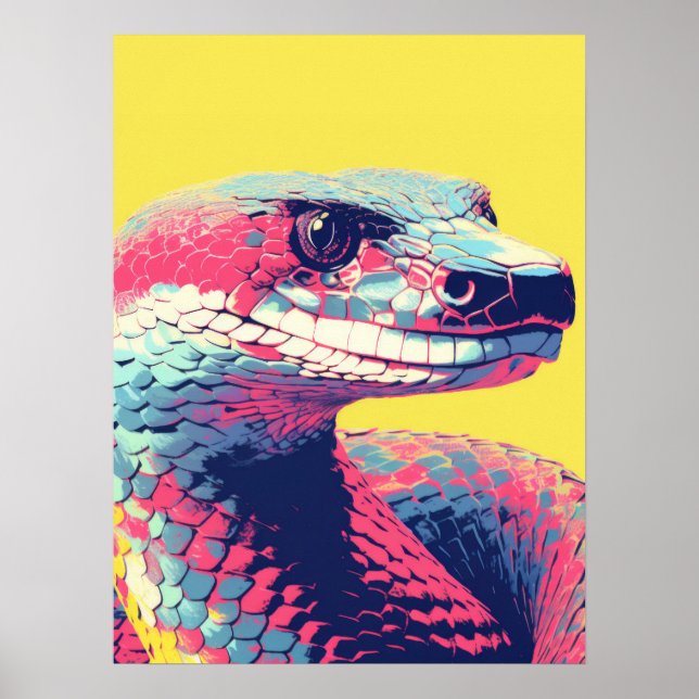 Affiche Serpent Vibrant : Serpent Pop Art (Devant)